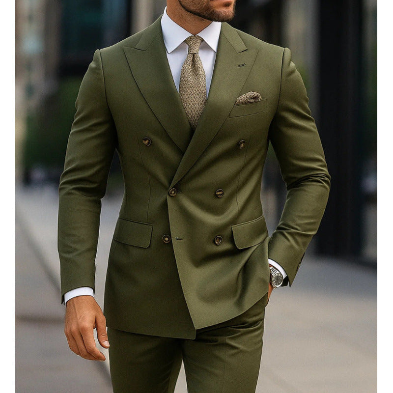 Suit Men's Suit Two-piece Slim-fit Business Groom Wedding Best Man Casual Suit Dress Men