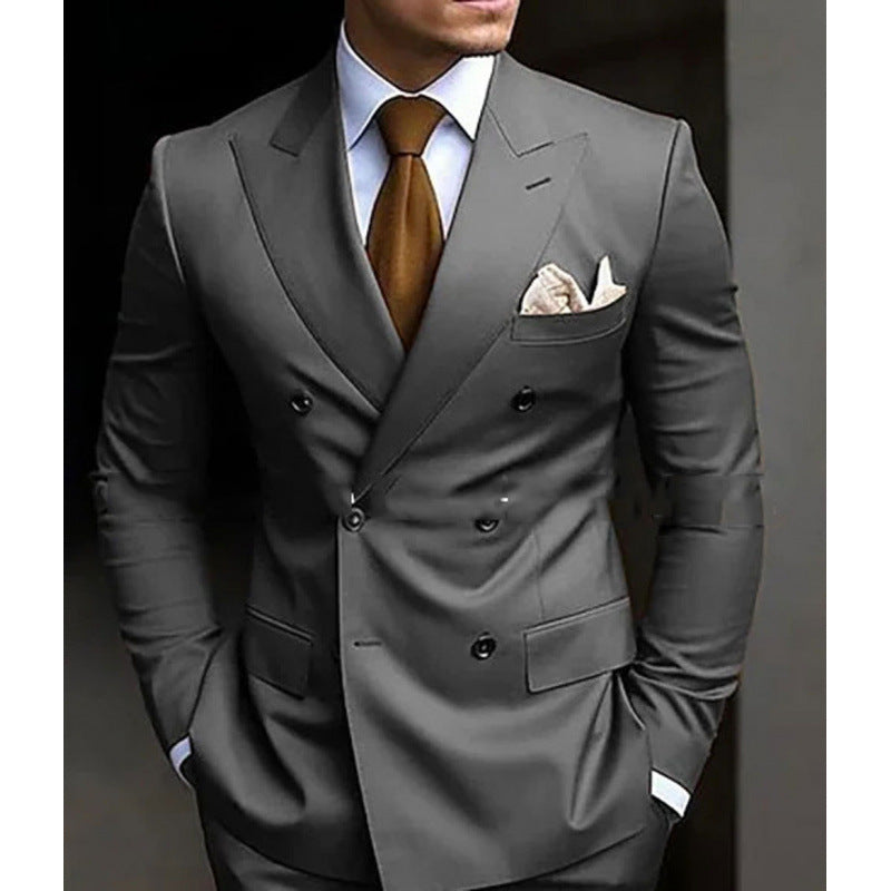 Suit Men's Suit Two-piece Slim-fit Business Groom Wedding Best Man Casual Suit Dress Men