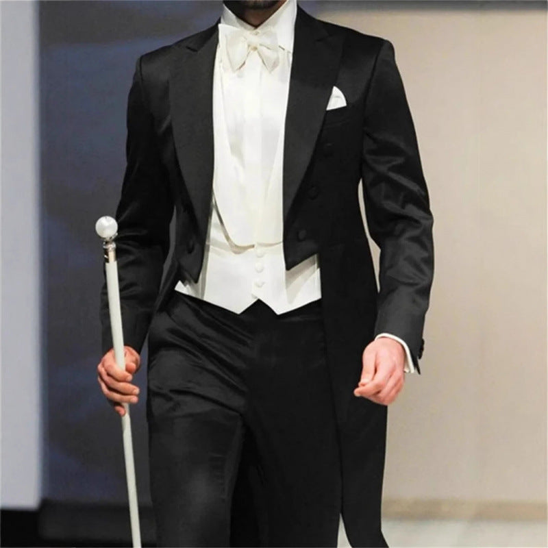 Men's slim-fit dress temperament British style blazer banquet stage conductor performance tuxedo