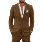 Linen suit two-piece men's banquet casual slim temperament suit