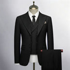 Men's blue, black and gray barge collar slim three-piece set, business wedding suit foreign trade spot