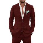 Linen suit two-piece men's banquet casual slim temperament suit