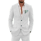 Linen suit two-piece men's banquet casual slim temperament suit
