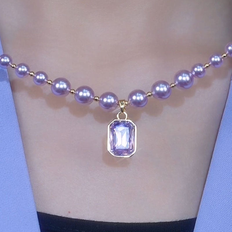 Long pearl necklace crystal pendant women's high-end atmosphere versatile pendant simple high-end sweater chain with accessories