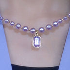 Long pearl necklace crystal pendant women's high-end atmosphere versatile pendant simple high-end sweater chain with accessories