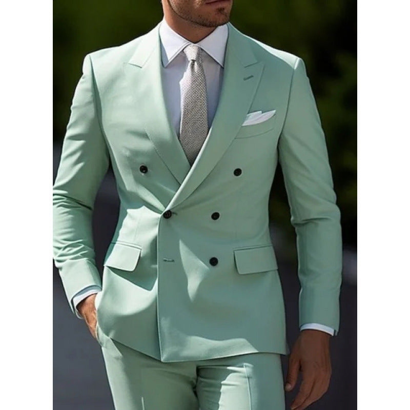 Suit Men's Suit Two-piece Slim-fit Business Groom Wedding Best Man Casual Suit Dress Men