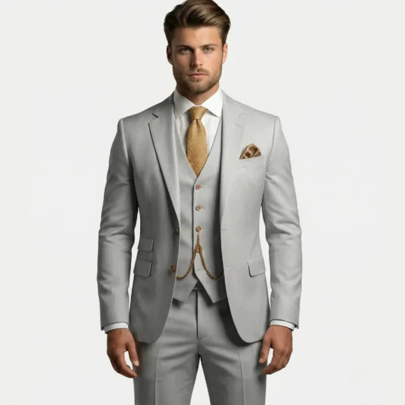 Men's suit three-piece Amazon suit dress suit high-end temperament wedding best man suit