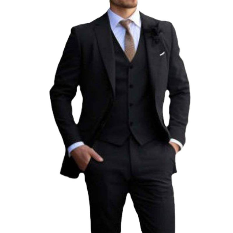 Business Men's Suit Suit High Sense Three-piece Groom's Wedding Banquet Large Size Color Suit