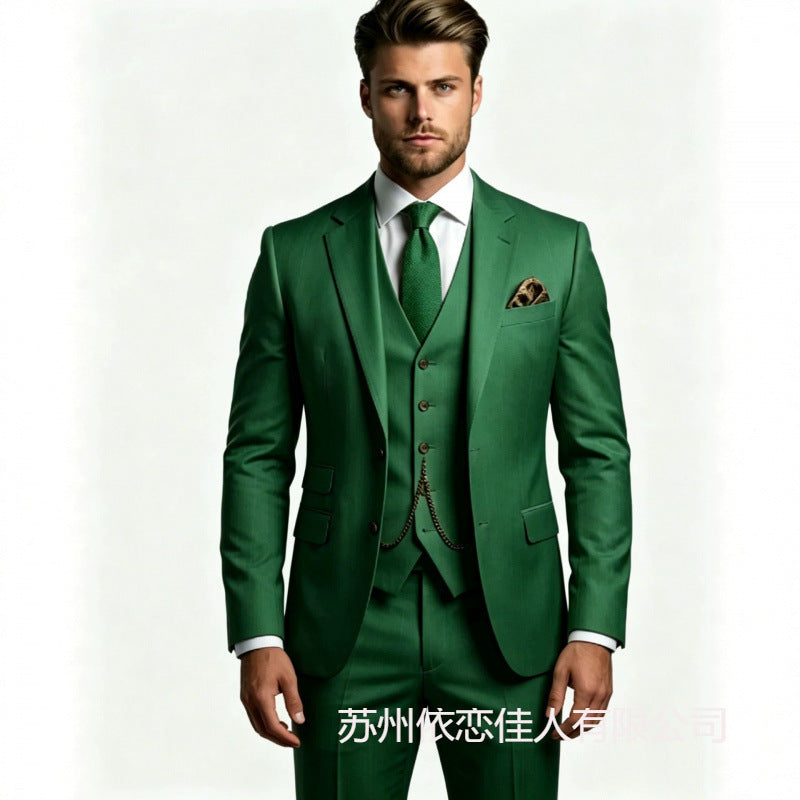 Men's suit three-piece Amazon suit dress suit high-end temperament wedding best man suit