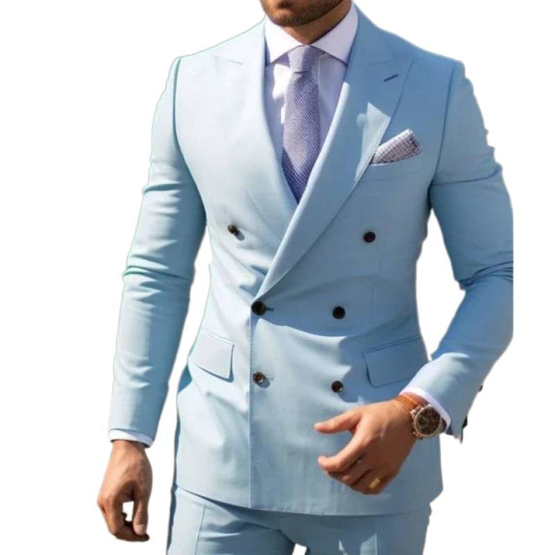 Suit Men's Suit Two-piece Slim-fit Business Groom Wedding Best Man Casual Suit Dress Men