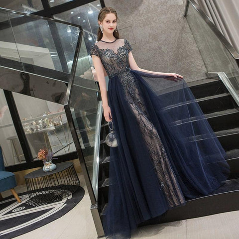 Women's Mermaid Evening Dress Sexy Lace Prom Dresses for Women Long Formal Dresses - numbersea