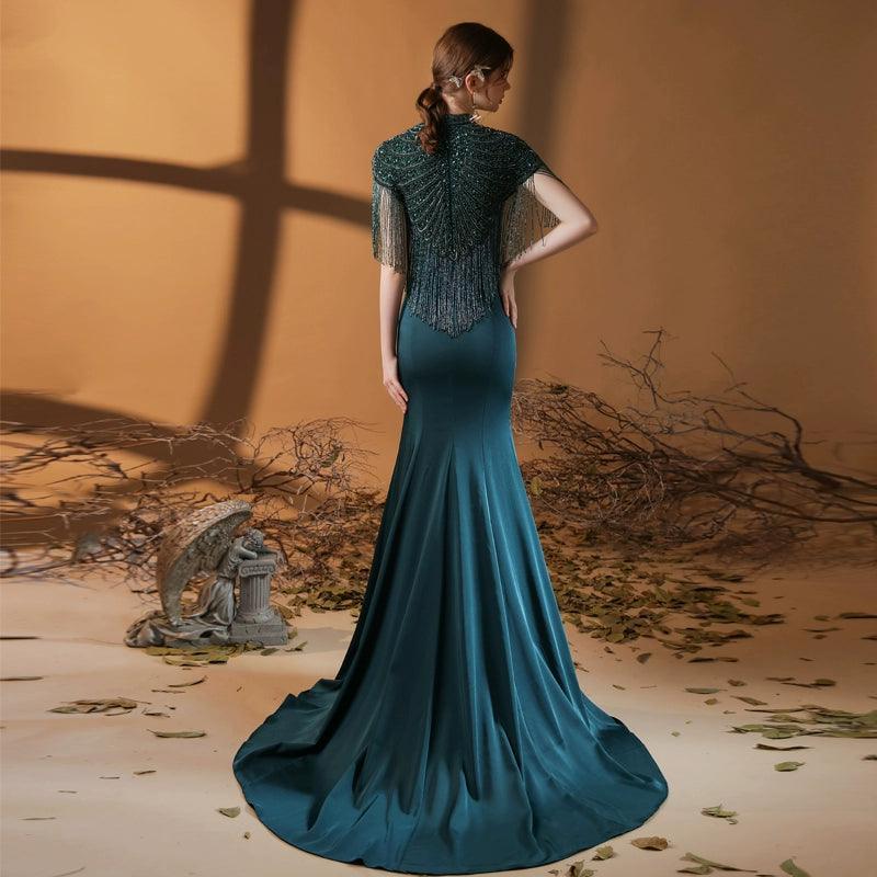 Women's Sexy Evening Dress Mermaid Prom Dresses Long Beaded Formal Dresses for Women - numbersea