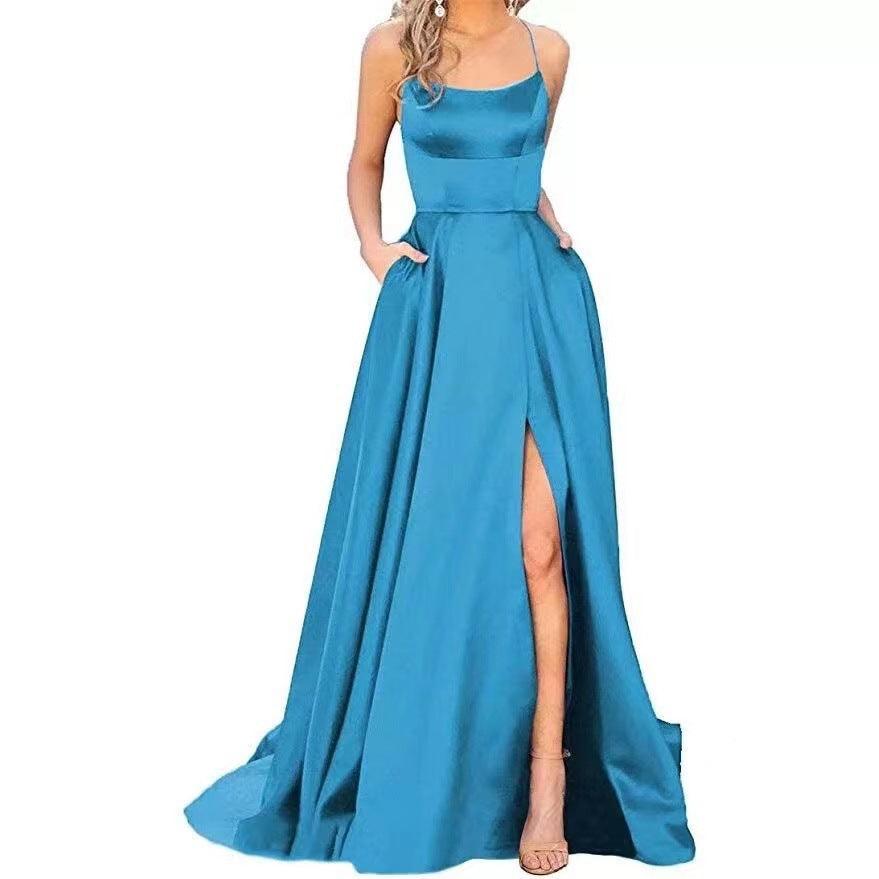 Vestido de noche de terciopelo azul real, vestido formal de fiesta de un solo hombro, vestido largo maxi