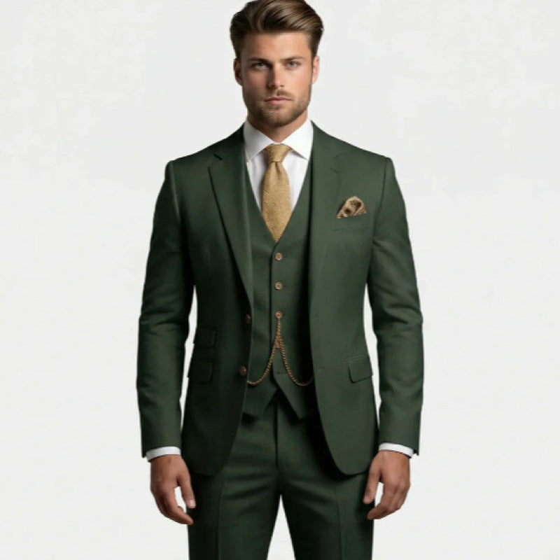 Men's suit three-piece Amazon suit dress suit high-end temperament wedding best man suit