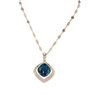 High sense blue geometric crystal necklace women's new trendy temperament fashion Internet celebrity short collarbone chain neck chain