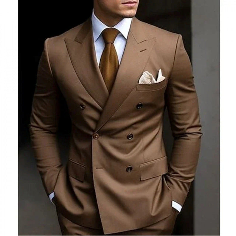 Suit Men's Suit Two-piece Slim-fit Business Groom Wedding Best Man Casual Suit Dress Men
