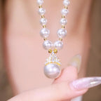 Unique design sense French elegant atmosphere queen zircon pearl necklace autumn new versatile collarbone chain