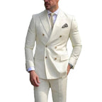 Suit Men's Premium Dress Double-breasted Two-piece Casual Suit Groom's Wedding