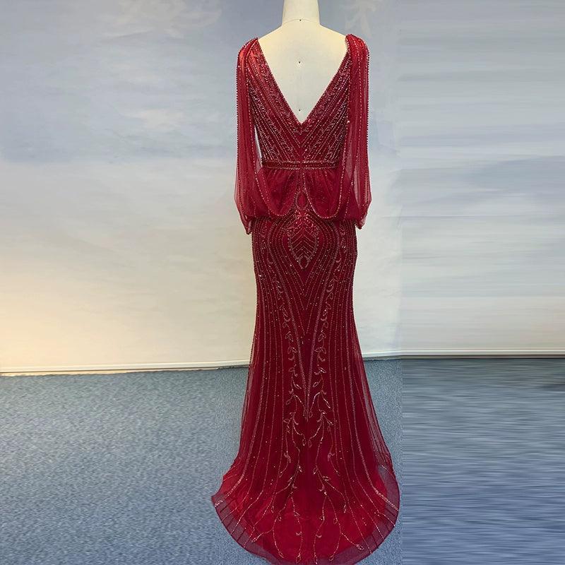 Women's Mermaid Evening Dress Beaded Formal Dresses Long Prom Dresses for Women - numbersea