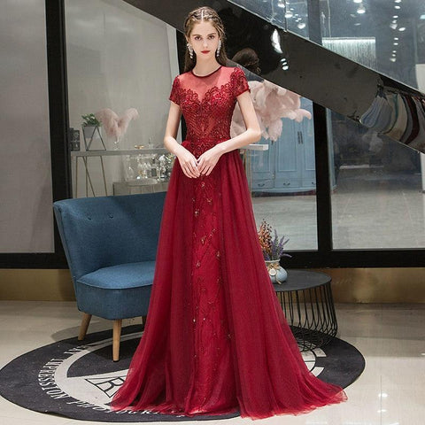 Women's Mermaid Evening Dress Sexy Lace Prom Dresses for Women Long Formal Dresses - numbersea