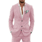 Linen suit two-piece men's banquet casual slim temperament suit