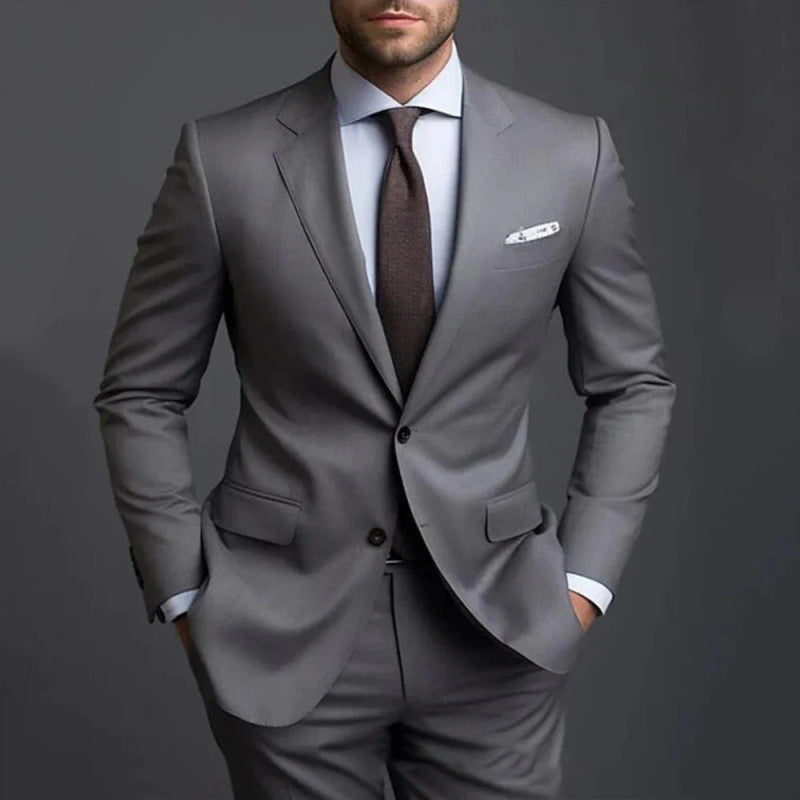Textured suit two-piece high-end business casual suit men's fashion wedding best man suit