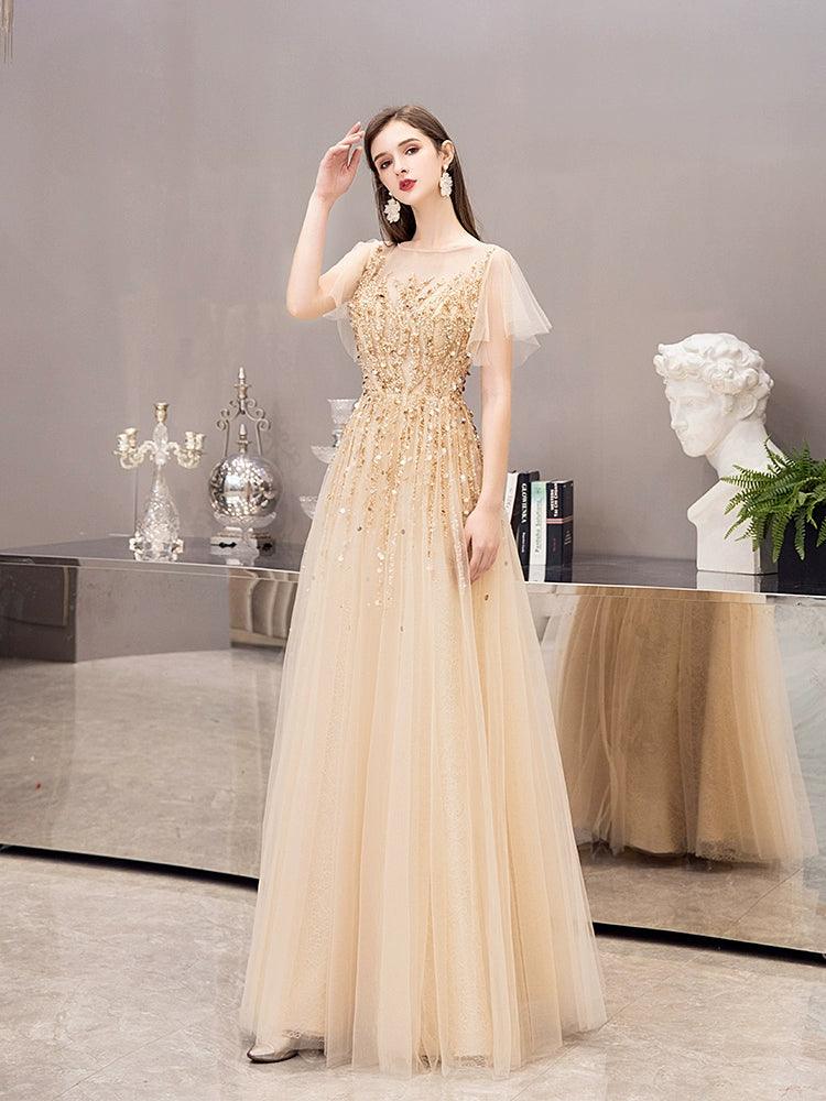 Women's A-Line Prom Dresses Sexy Long Evening Dress Sleeveless Beaded Formal Dresses for Women - numbersea