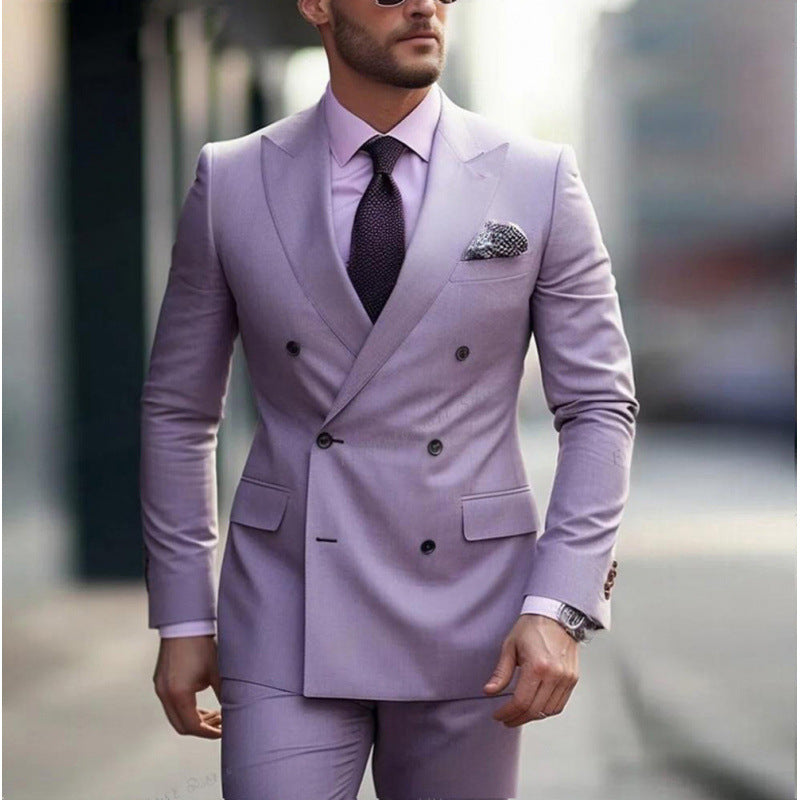 Suit Men's Premium Dress Double-breasted Two-piece Casual Suit Groom's Wedding