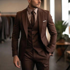 Handsome men's suit three-piece solid color high-end temperament banquet business slim fashion suit