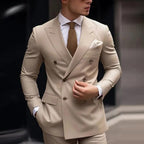 Suit Men's Premium Dress Double-breasted Two-piece Casual Suit Groom's Wedding