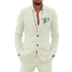 Linen suit two-piece men's banquet casual slim temperament suit