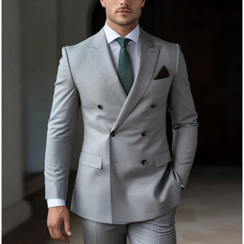 Suit Men's Premium Dress Double-breasted Two-piece Casual Suit Groom's Wedding