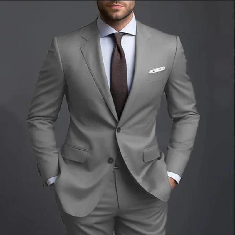 Textured suit two-piece high-end business casual suit men's fashion wedding best man suit