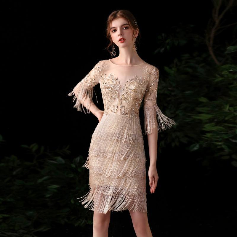 Women's Sexy Evening Dress short Prom Dresses for Women Beaded Formal Dresses - numbersea