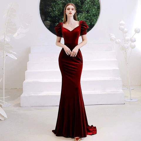 Women's Mermaid Evening Dress V-Neck Beaded Formal Dresses Long Sexy Prom Dresses for Women - numbersea