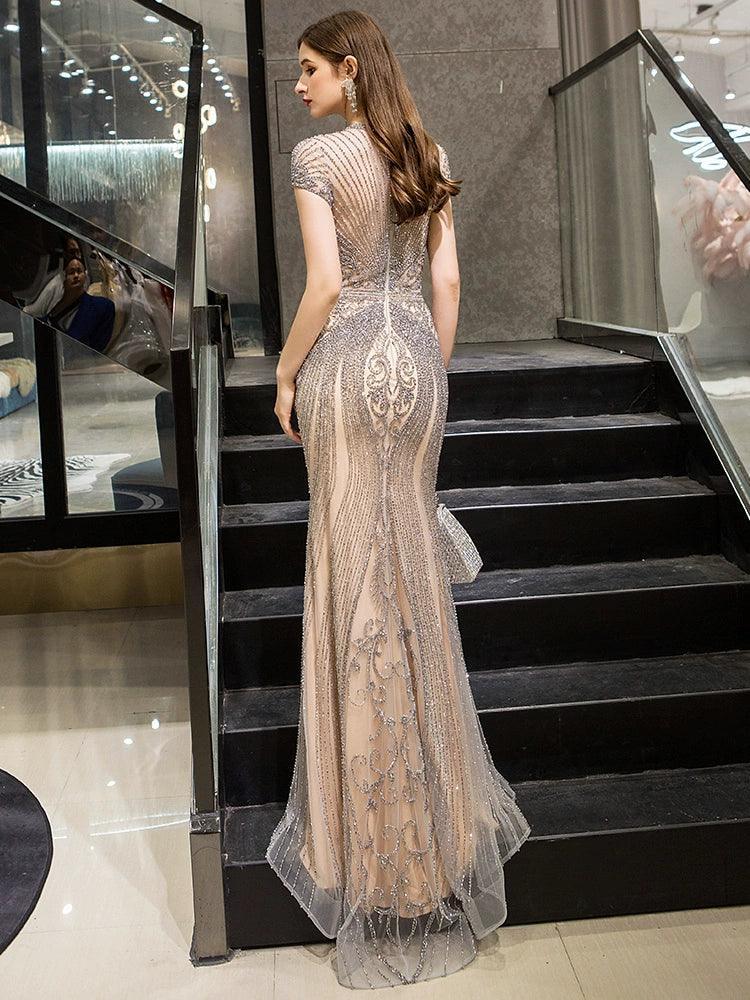 High Quality Mermaid Evening dress For Party Women Beaded Elegant Gown - numbersea