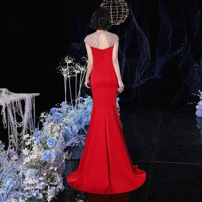Women's Mermaid Evening Dress 2024 Prom Dresses New Wedding Dresses Sleeveless for Wedding Party - numbersea