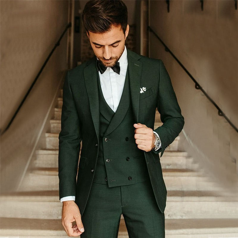 Men's suit suit high-end business casual groom best man slim three-piece banquet suit
