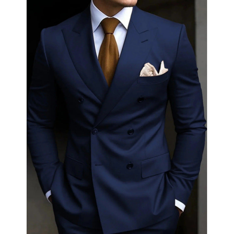 Suit Men's Suit Two-piece Slim-fit Business Groom Wedding Best Man Casual Suit Dress Men