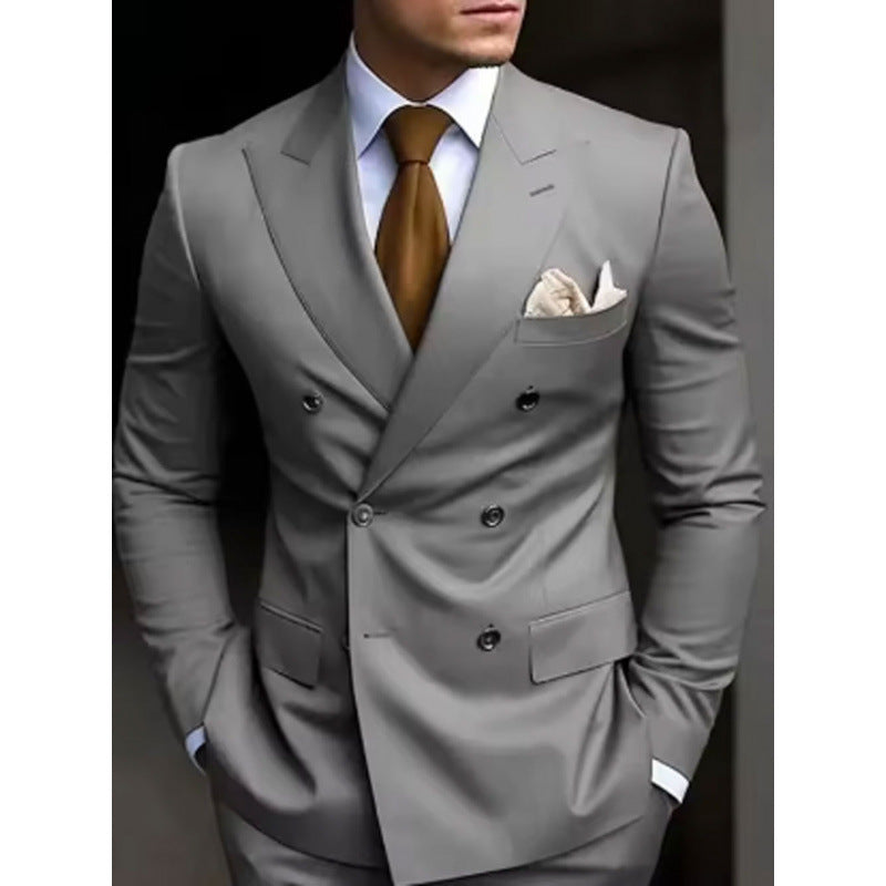 Suit Men's Suit Two-piece Slim-fit Business Groom Wedding Best Man Casual Suit Dress Men