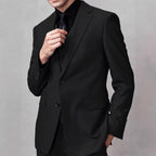 Light luxury high-end men's slim-fitting flat-collar suit three-piece business dress workplace banquet wedding dress