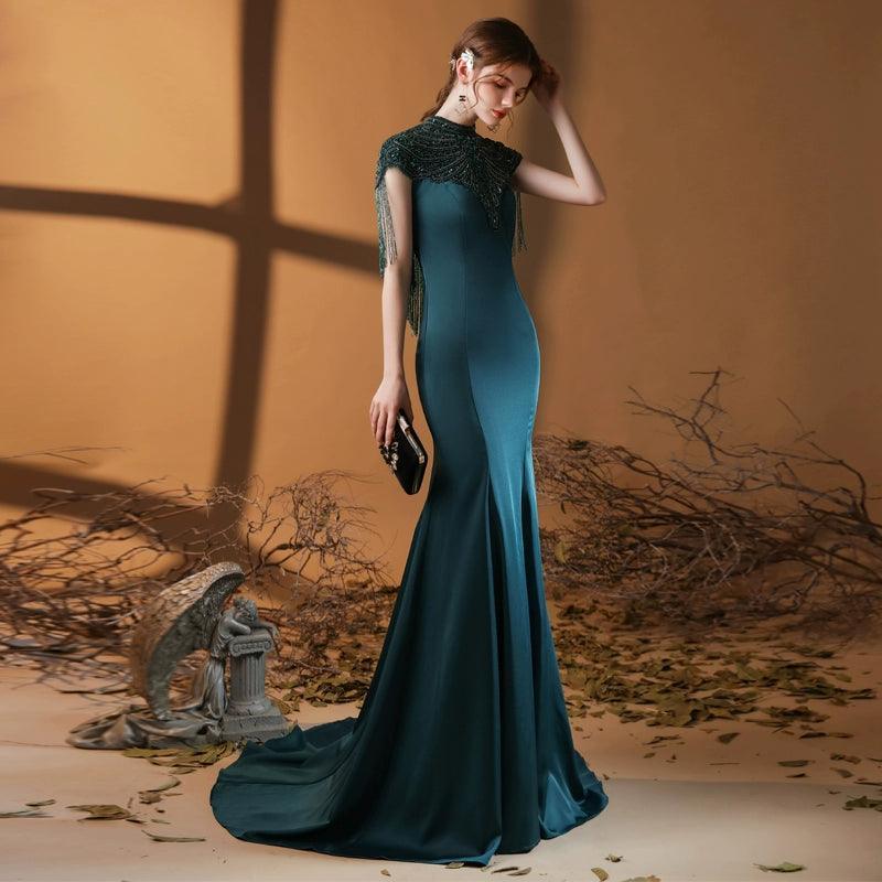 Women's Sexy Evening Dress Mermaid Prom Dresses Long Beaded Formal Dresses for Women - numbersea