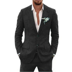 Linen suit two-piece men's banquet casual slim temperament suit