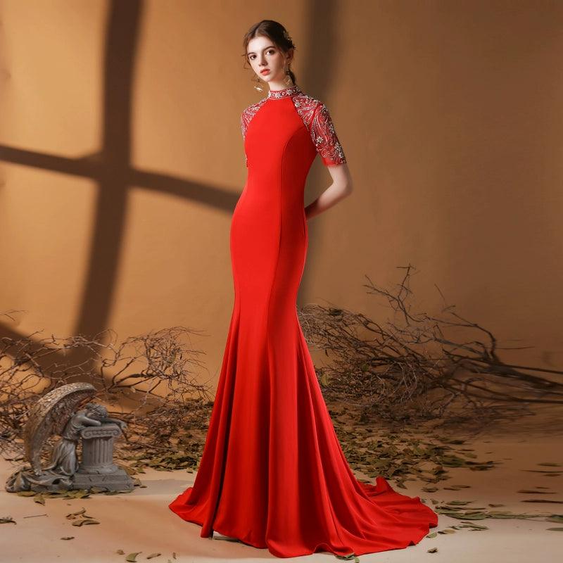 Women's Mermaid Evening Dress New Wedding Dresses for Wedding Party Long Formal Dresses - numbersea