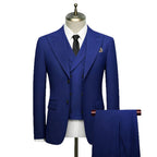 Men's blue, black and gray barge collar slim three-piece set, business wedding suit foreign trade spot