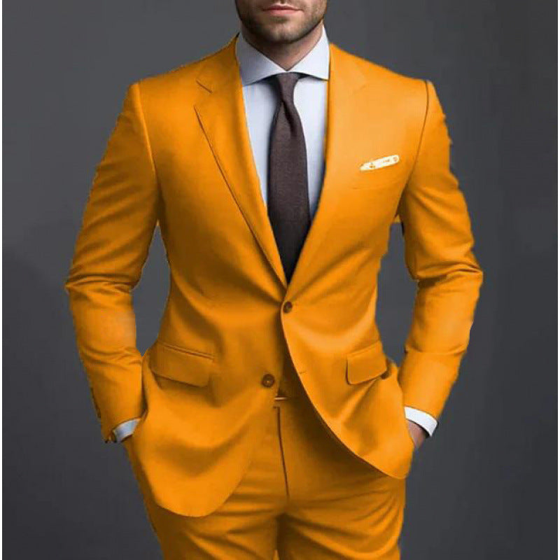 Textured suit two-piece high-end business casual suit men's fashion wedding best man suit