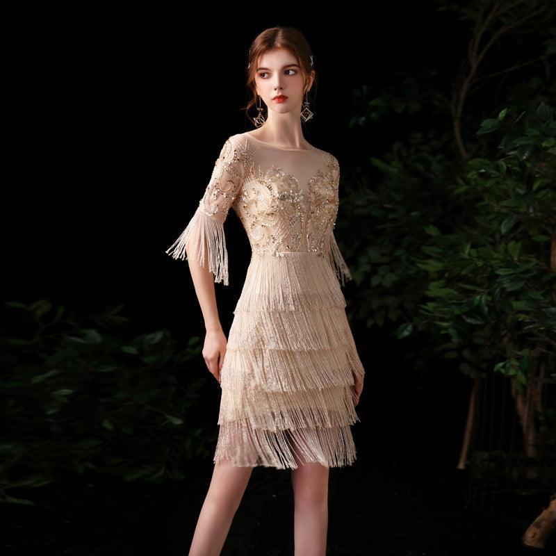 Women's Sexy Evening Dress short Prom Dresses for Women Beaded Formal Dresses - numbersea