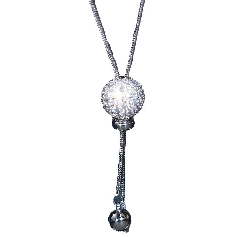Versatile autumn and winter new trendy ball pendant sweater chain women's long tassel fashion high-end explosive necklace
