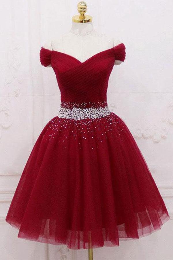 Off The Shoulder Black Homecoming Dress Tulle Short Prom Dress