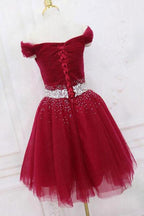 Off The Shoulder Black Homecoming Dress Tulle Short Prom Dress